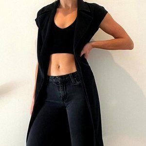 Dark Grey Sleeveless Cardigan Vest